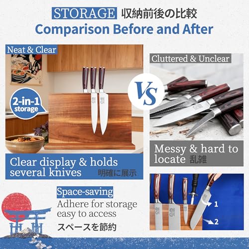 Magnetic Knife Block (dark wood color / 16.5*9.5 inch without board)