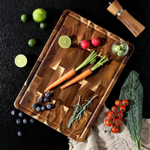 End Grain Cutting Board for Kitchen with Non (14"L x 10"W)
