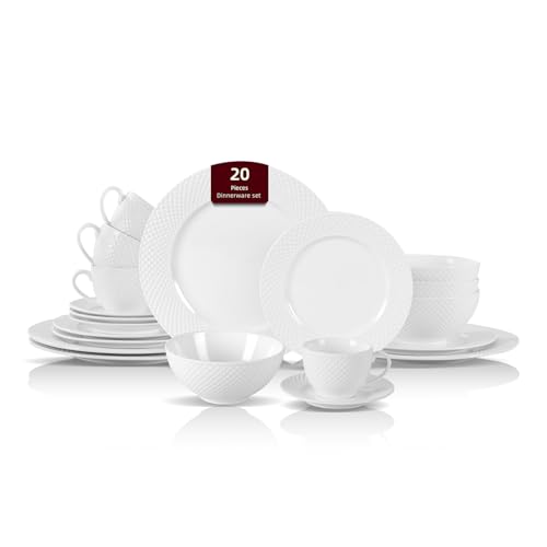 New Bone China Embossed Dinnerware Set