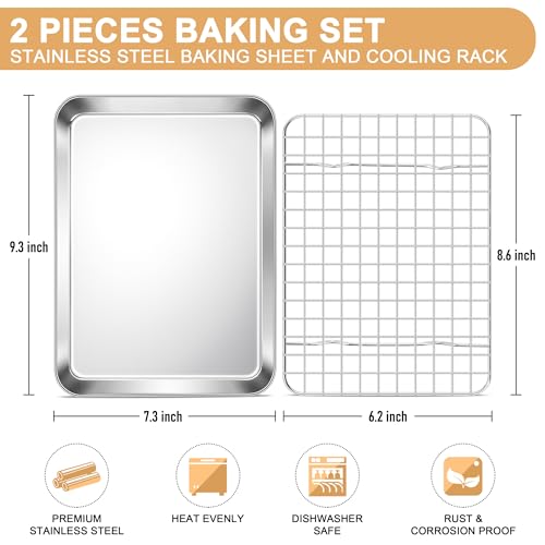 19.8/17.6/16/12.5/10.5/9 Inch Baking Sheet with Rack Set