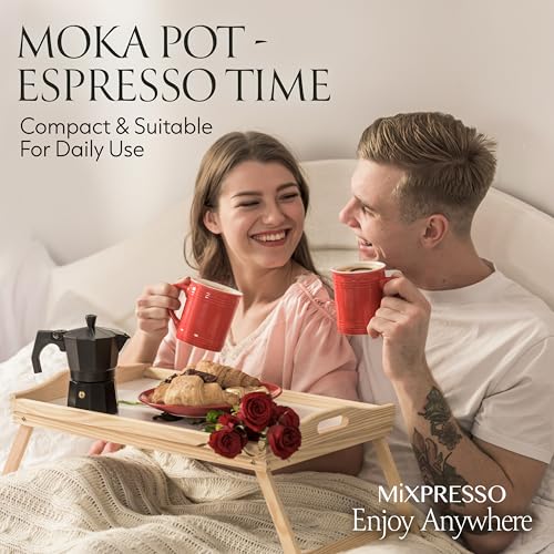 3 Cup Moka Pot Stovetop Espresso Maker (Black / 3 Espresso Cups)