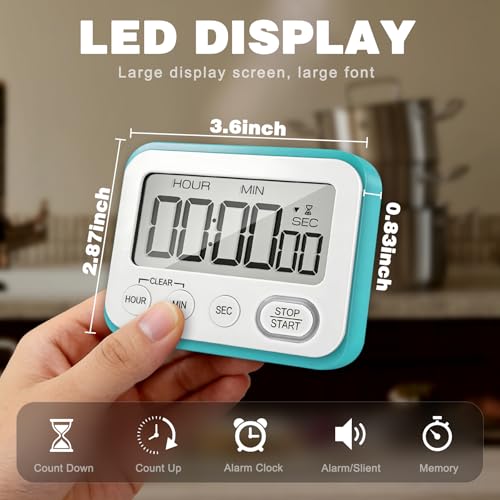 Digital Kitchen Timer Magnetic Loud Alarm (Sky Blue)