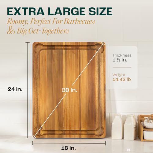 Extra Large Acacia Wood Cutting Board for Kitchen (Acacia / 24"L x 18"W)