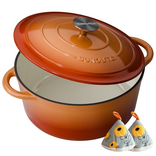 Enameled Cast Iron Dutch Oven (Cooking Pot / Vibrant orange / 6QT)