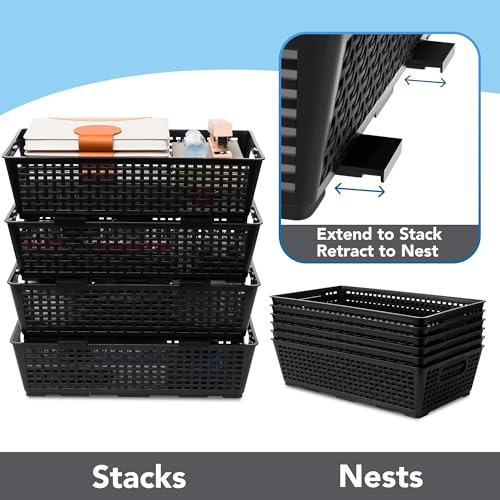 Stackable Plastic Woven Basket Organizer