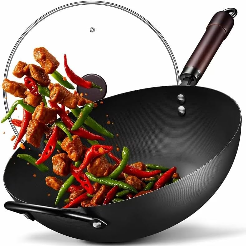 Wok carbon steel paella pan stir
