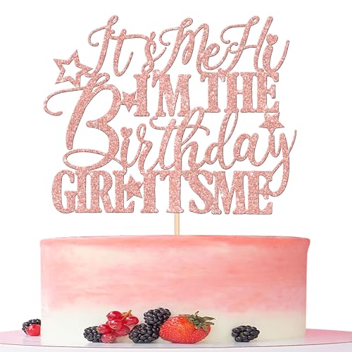 1 PCS Happy Birthday Cake Topper Glitter Happy Birthday Cake Pick Bunting Decor for Anniversary Celebrating Happy Birthday Party Cake Decorations Supplies Gold