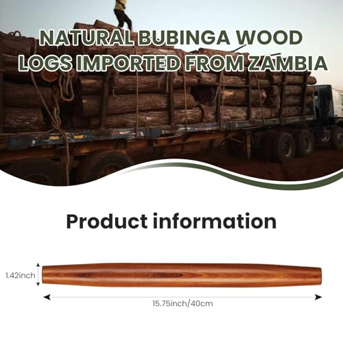 Natural Solid Bubinga Wood French Rolling Pin