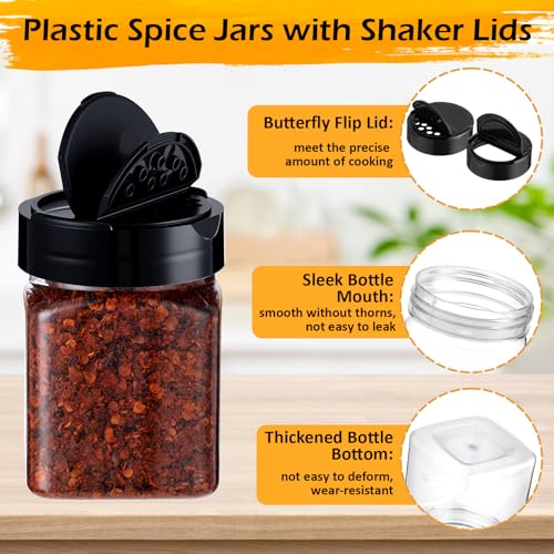 30 Pack Plastic Spice Jars with Shaker Lids Clear Seasoning Containers Spice Bottles for Kitchen Storing Herbs Seasoning Powders
