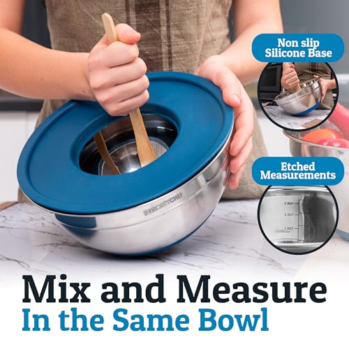 6pc Stainless Steel Mixing Bowls with Lids Set (Blue)