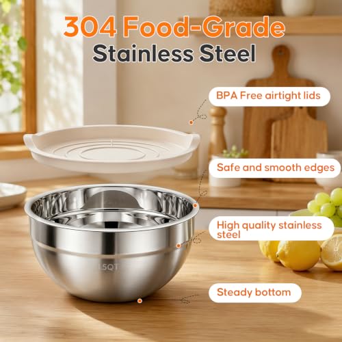 Stainless Steel Mixing Bowls with Lids Set (4 Pack)
