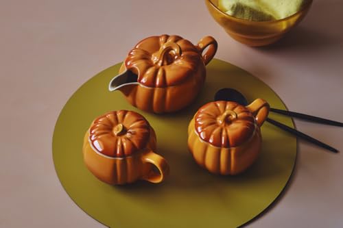 Stoneware Pumpkin Gravy Boat with Lid (Persimmon)