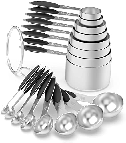 Measuring Cups & Spoons Set of 16 (Black)