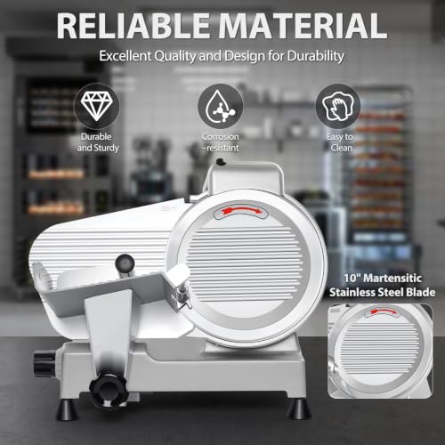 10 inch Commercial Meat Slicer 240W 0 (Silver / 10 inch)