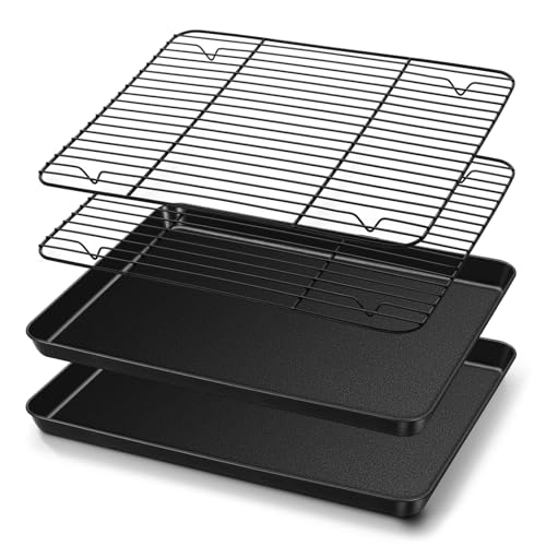Baking Sheet Pan with Rack Set of 4（Carbon Steel+Non
