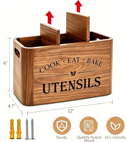 Wooden Kitchen Utensil Holder Organizer