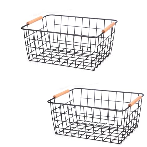 wire baskets with Handles Wire Storage Organizer Bin Baskets