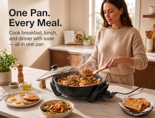 Nonstick Electric Skillet 12 Inch Aluminum Electric Fryer With 2 Layers Of Non