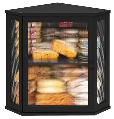 Corner Bread Box for Kitchen Counter (Black / Extra Large)