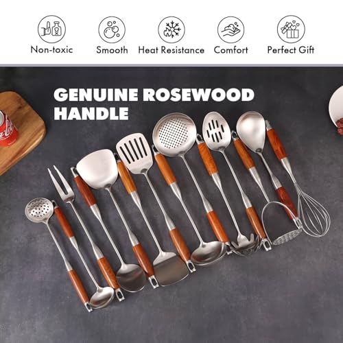 304 Stainless Steel Cooking Utensils Set with Wood Handle
