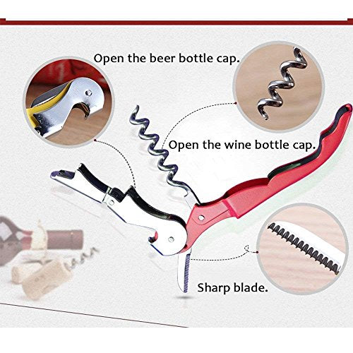 Corkscrew Wine Opener Stainless Steel Fold Beer or Bottle Opener Serrated Foil Cutter