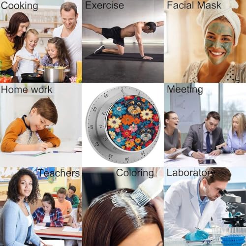 Colorful Schnauzer Flowers Kitchen Timer (Style-4 / One Size)