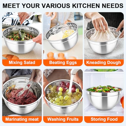 Stainless Steel Mixing Bowls with Lids Set of 5 with Graters