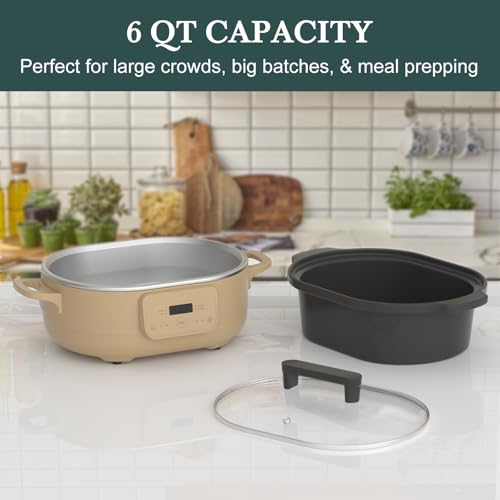 MAGNIFIQUE 6 Quart Programmable Slow Cooker Removable Healthy Nonstick Pot