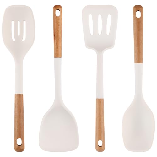 Silicone Kitchen Utensils Set of 4 (Large 4-Piece Set / White)