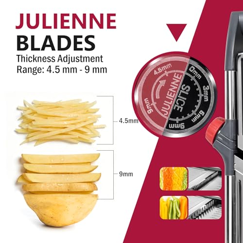 Mandoline Food Slicer Adjustable Thickness for Cheese Fruits Vegetables with Extra Brush and Blade Guard for Kitchen