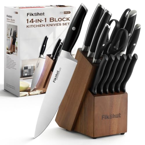 14 Pieces Knife Block Set German Stainless Steel with Block