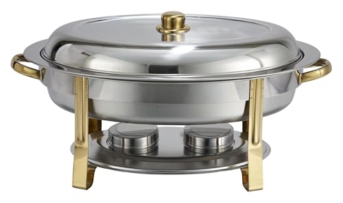 6 qt Silver Malibu Oval Stainless Steel Chafer with Accents (6 Quart (Oval))