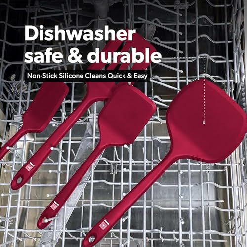 DI ORO Silicone Turner Spatula Set (Red)