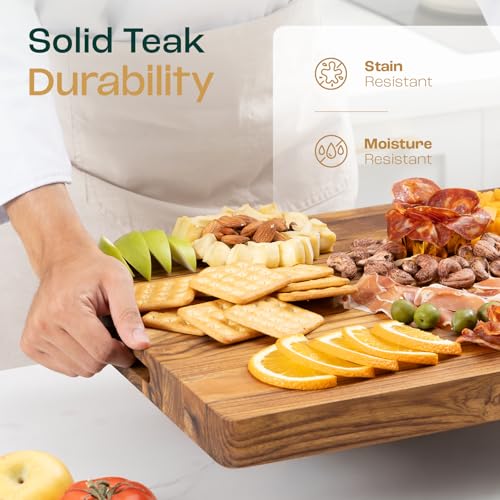 Solid Teak Cutting Boards for Kitchen (Teak / 17"L x 13"W)