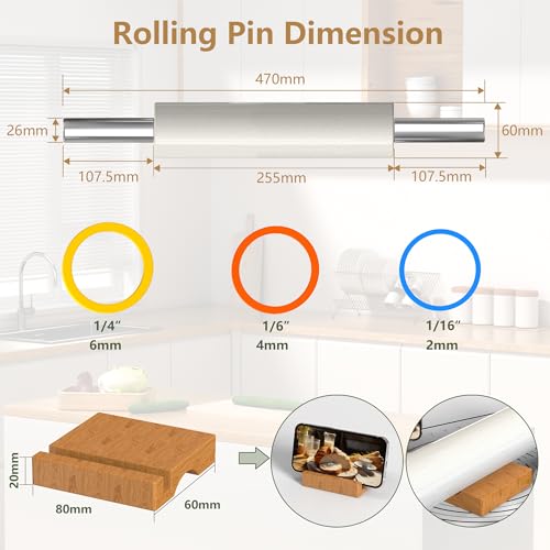 Marble Rolling Pin with Stainless Steel Handle for Fondant