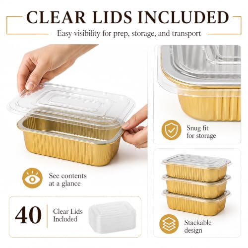 Aluminum Pans with Lids Heavy Duty Tin Foil Food Containers with Lids