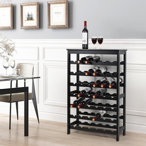 Bamboo Wine Racks Free Standing Floor 42 Bottles