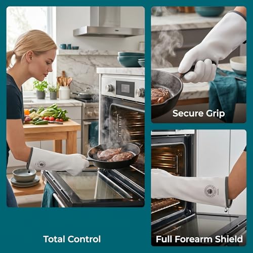 Silicone Oven Gloves (White Standard / 8/M)