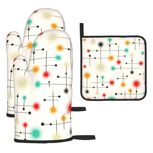 Oven Mitts and Pot Holders Sets of 3 Kitchen Hot Pads Oven Gloves for Cooking Grilling Baking