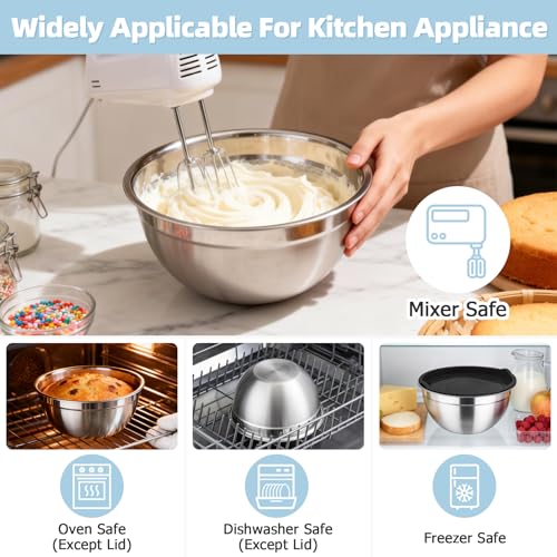 Mixing Bowls Stainless Steel Nesting Salad Bowls with Airtight Lids Set