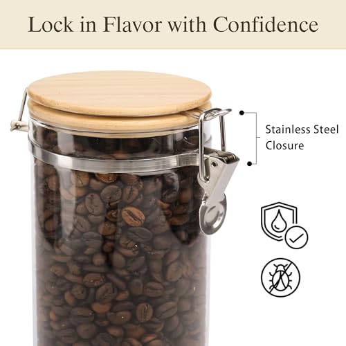 Glass Storage Jars Set Elegant Containers with Airtight Bamboo Lids