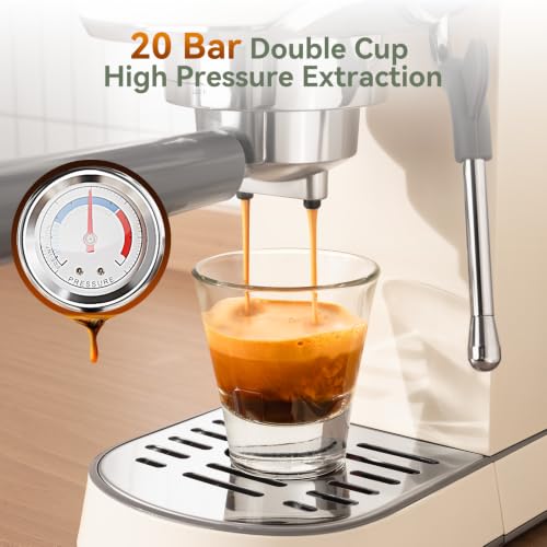 20 Bar Espresso Machine with Conical Burr Anti (Ivory Beige)