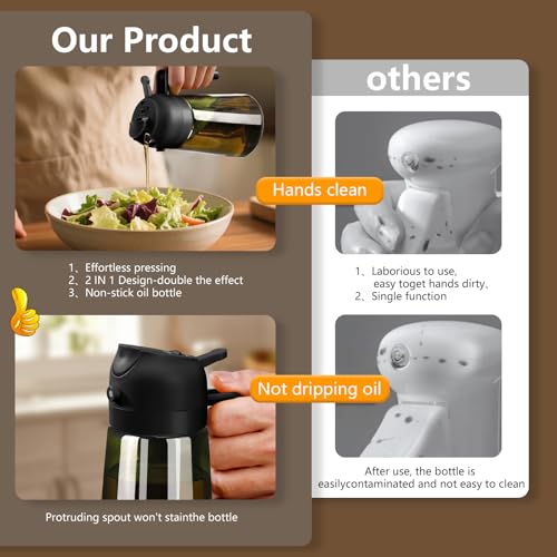2PCS Olive Oil Dispenser and Oil Sprayer (Black&Grey / 2 Pack)