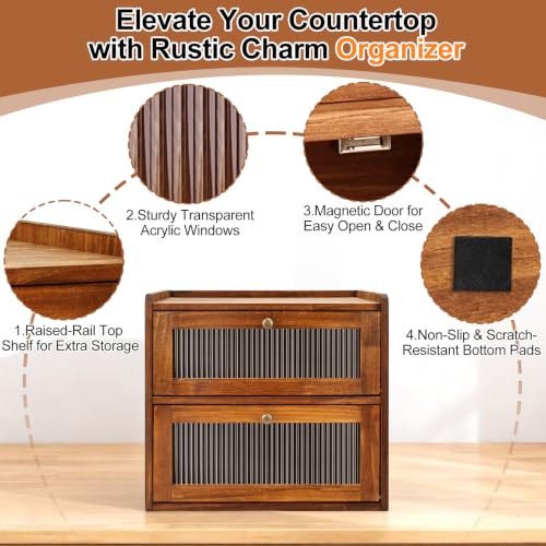 Bread Box for Kitchen Countertop (Retro Brwon / Large)