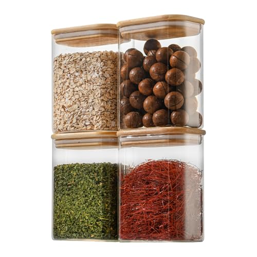 Rectangle Airtight Glass Storage Containers with Bamboo Lids