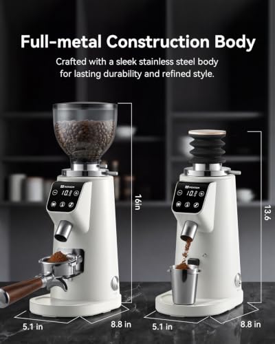 64mm Flat Burr Coffee Grinder (Titanium Flat Burrs-Ivory)