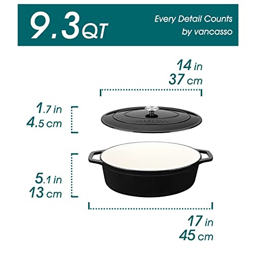 9.3 Qt Oval Enameled Cast Iron Dutch Oven with Lid (9.3 Qt-oval / Black)