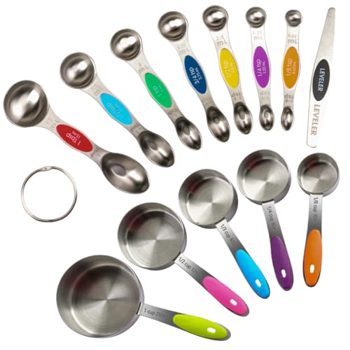 Measuring Cups and Magnetic Measuring Spoons Set (Multi-colour)