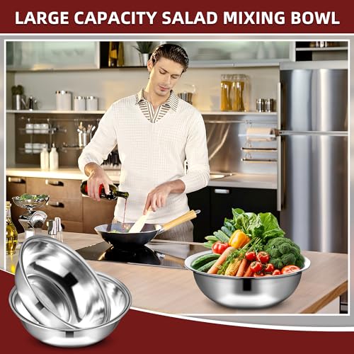 6 Pcs Stainless Steel Mixing Bowls Large for Salad (18 inch -6pcs)