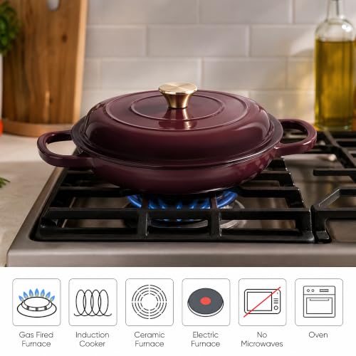Dutch Oven Enameled Cast Iron with Lid (Fig / 3 QT（Shallow Pot）)